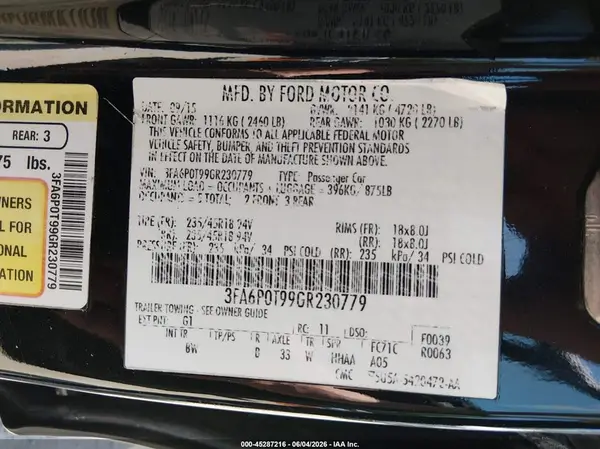 3FA6P0T99GR230779 2016 FORD FUSION - Image 8