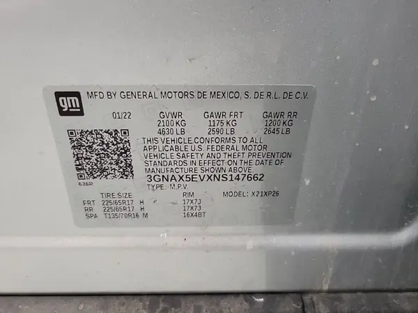 3GNAX5EVXNS147662 2022 CHEVROLET EQUINOX - Image 8