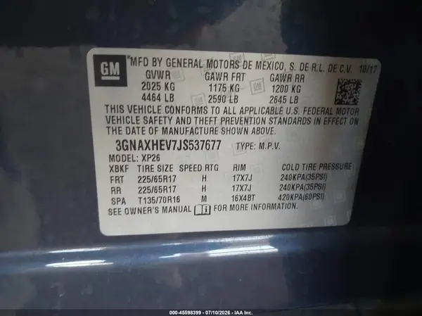 3GNAXHEV7JS537677 2018 CHEVROLET EQUINOX - Image 8