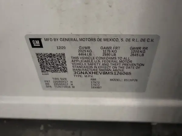 3GNAXHEV8MS126065 2021 CHEVROLET EQUINOX - Image 1