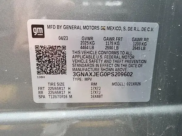 3GNAXJEG0PS209602 2023 CHEVROLET EQUINOX - Image 1