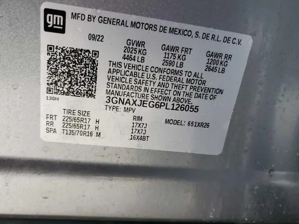 3GNAXJEG6PL126055 2023 CHEVROLET EQUINOX - Image 2