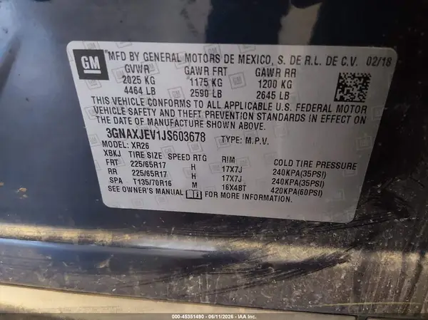 3GNAXJEV1JS603678 2018 CHEVROLET EQUINOX - Image 8