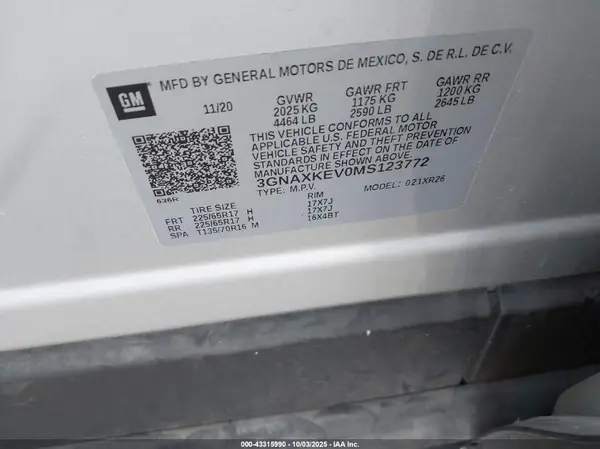 3GNAXKEV0MS123772 2021 CHEVROLET EQUINOX - Image 8