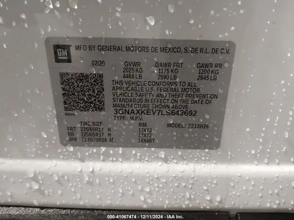 3GNAXKEV7LS643692 2020 CHEVROLET EQUINOX - Image 8