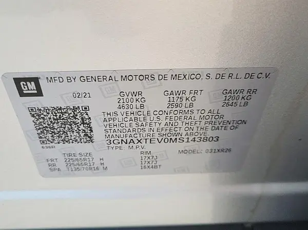 3GNAXTEV0MS143803 2021 CHEVROLET EQUINOX - Image 1