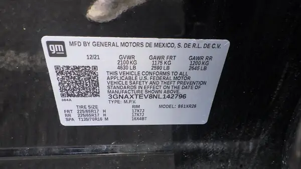 3GNAXTEV8NL142796 2022 CHEVROLET EQUINOX - Image 2