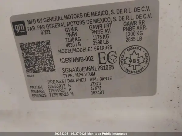 3GNAXUEV6NL281055 2022 CHEVROLET EQUINOX - Image 8