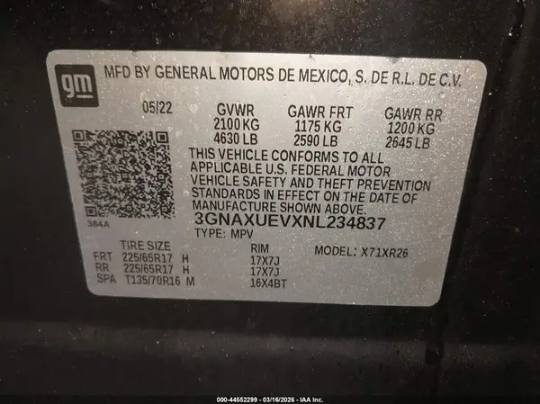 3GNAXUEVXNL234837 2022 CHEVROLET EQUINOX - Image 8