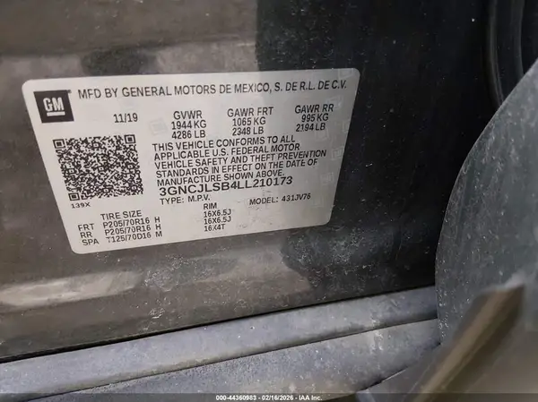 3GNCJLSB4LL210173 2020 CHEVROLET TRAX - Image 8