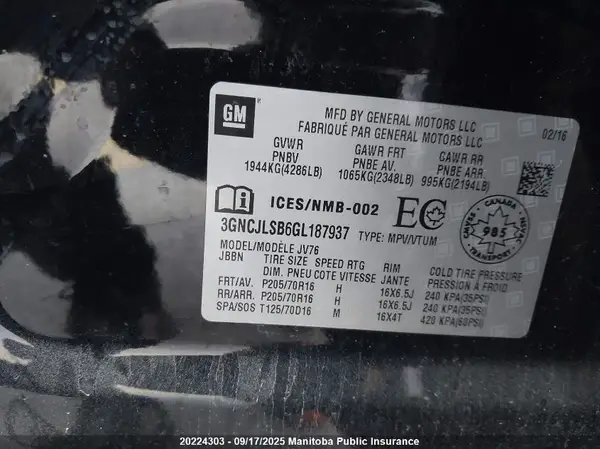 3GNCJLSB6GL187937 2016 CHEVROLET TRAX - Image 8