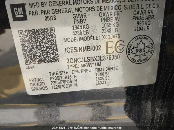 3GNCJLSBXJL376050 2018 CHEVROLET TRAX - Image 8