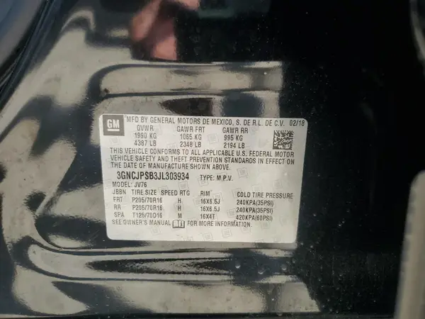 3GNCJPSB3JL303934 2018 CHEVROLET TRAX - Image 8
