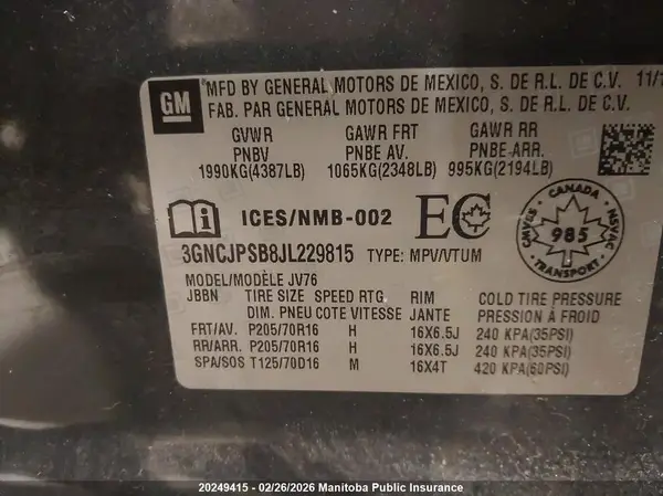 3GNCJPSB8JL229815 2018 CHEVROLET TRAX - Image 8