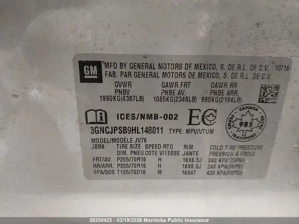 3GNCJPSB9HL148011 2017 CHEVROLET TRAX - Image 8