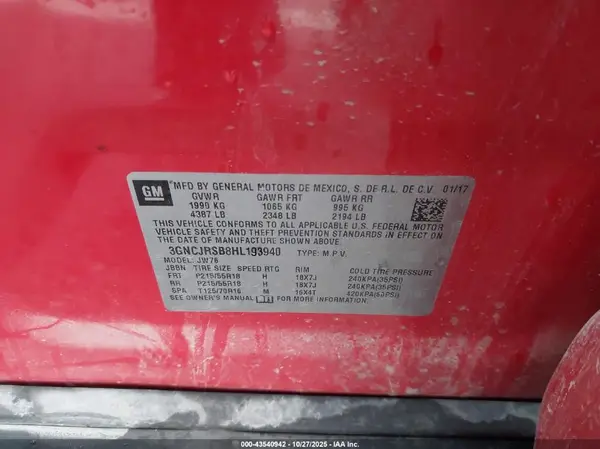 3GNCJRSB8HL193940 2017 CHEVROLET TRAX - Image 8
