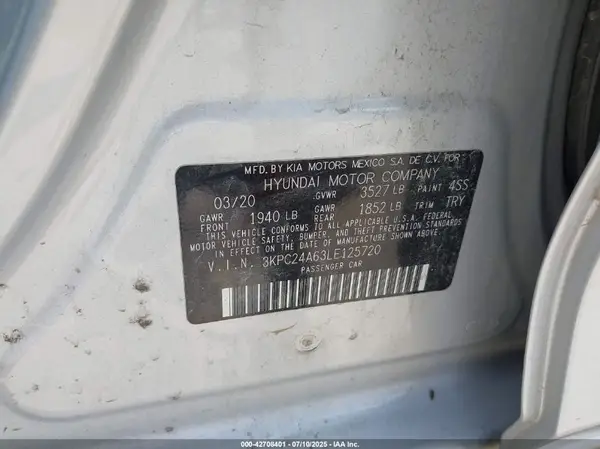 3KPC24A63LE125720 2020 HYUNDAI ACCENT - Image 8