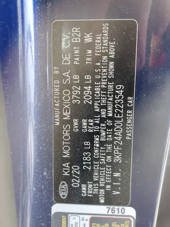 3KPF24AD0LE223549 2020 KIA FORTE - Image 2