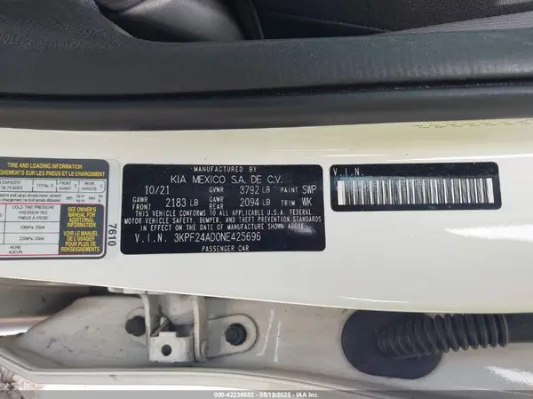 3KPF24AD0NE425696 2022 KIA FORTE - Image 8