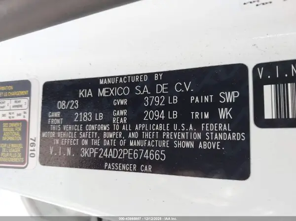 3KPF24AD2PE674665 2023 KIA FORTE - Image 8