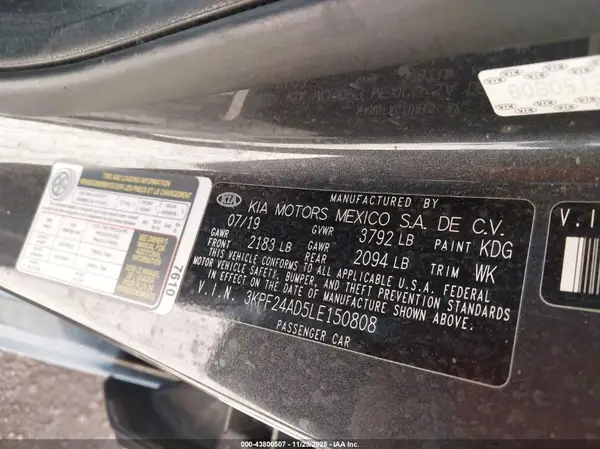 3KPF24AD5LE150808 2020 KIA FORTE - Image 8