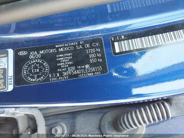 3KPF54AD1LE258155 2020 KIA FORTE - Image 8