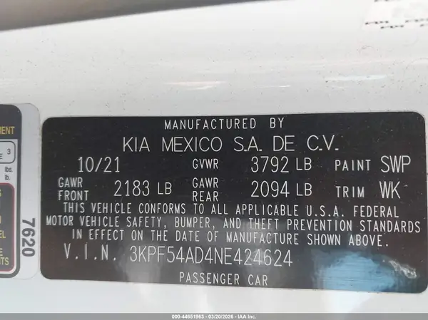 3KPF54AD4NE424624 2022 KIA FORTE - Image 8
