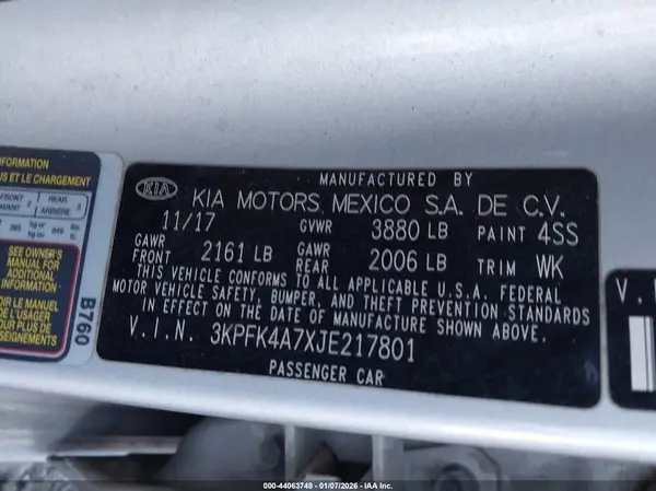 3KPFK4A7XJE217801 2018 KIA FORTE - Image 8