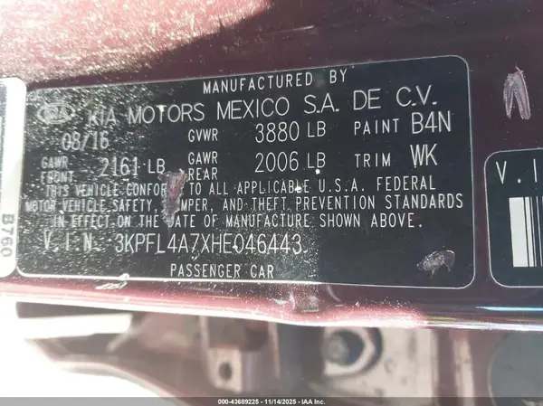 3KPFL4A7XHE046443 2017 KIA FORTE - Image 8