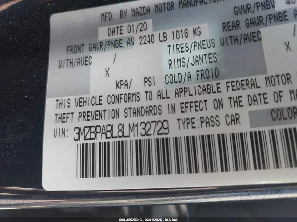 3MZBPABL8LM132729 2020 MAZDA 3 - Image 8