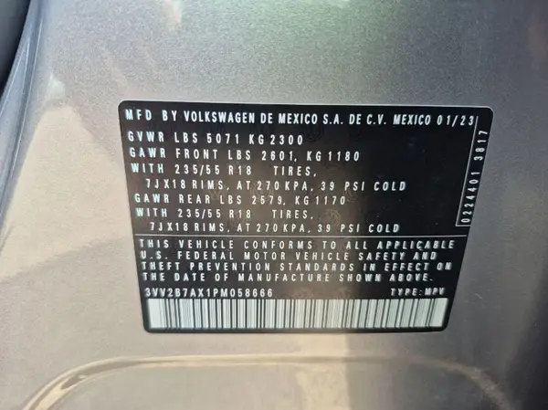 3VV2B7AX1PM058666 2023 VOLKSWAGEN TIGUAN - Image 8