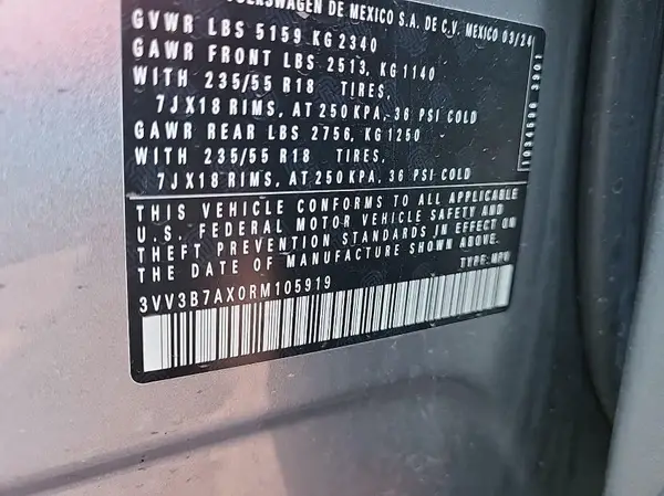 3VV3B7AX0RM105919 2024 VOLKSWAGEN TIGUAN - Image 1