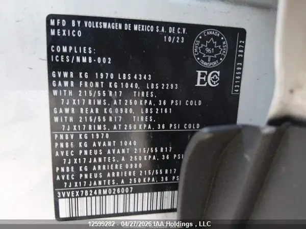 3VVEX7B24RM026007 2024 VOLKSWAGEN TAOS - Image 8