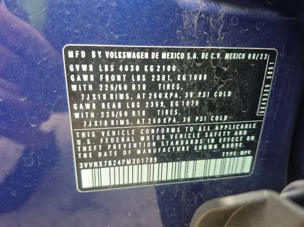 3VVNX7B24PM301789 2023 VOLKSWAGEN TAOS - Image 1