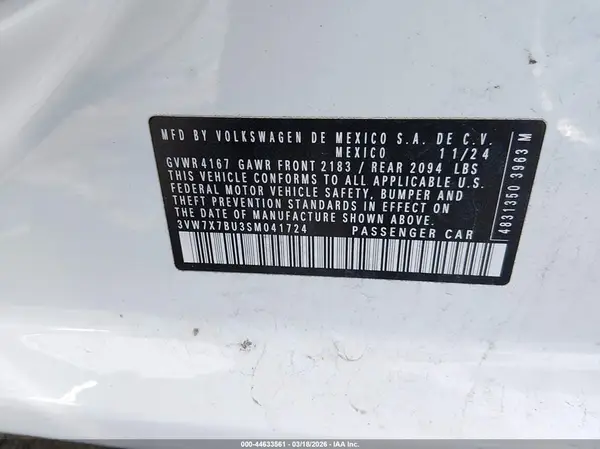3VW7X7BU3SM041724 2025 VOLKSWAGEN JETTA - Image 8