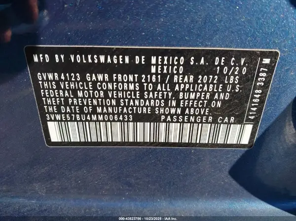 3VWE57BU4MM006433 2021 VOLKSWAGEN JETTA - Image 8
