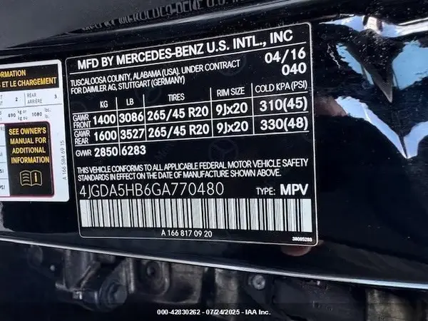 4JGDA5HB6GA770480 2016 MERCEDES-BENZ GLE - Image 8