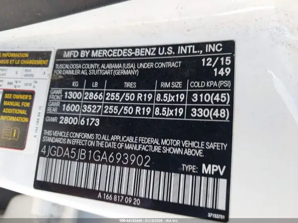 4JGDA5JB1GA693902 2016 MERCEDES-BENZ GLE - Image 8