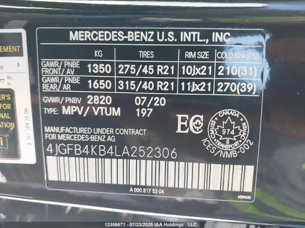 4JGFB4KB4LA252306 2020 MERCEDES-BENZ GLE - Image 8