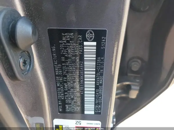 4T1B11HK8KU854842 2019 TOYOTA CAMRY - Image 8