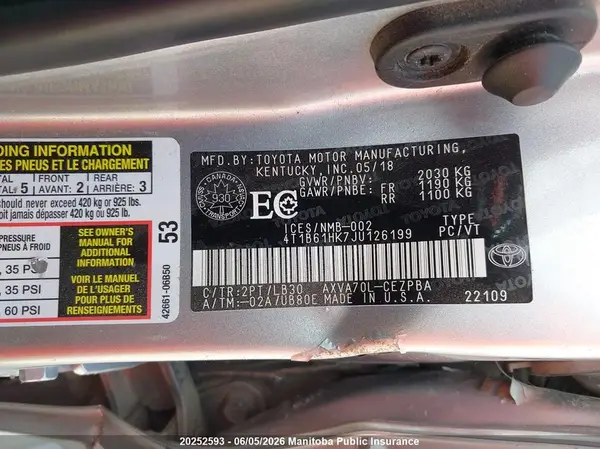 4T1B61HK7JU126199 2018 TOYOTA CAMRY - Image 8