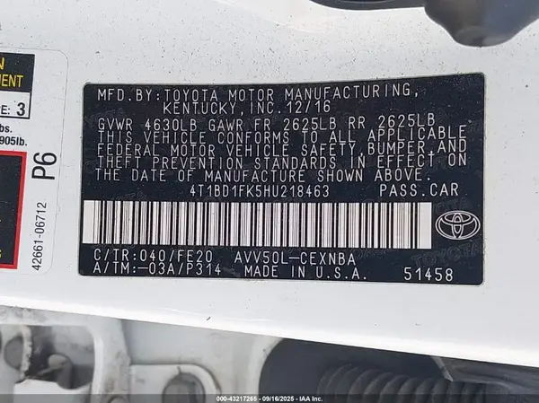 4T1BD1FK5HU218463 2017 TOYOTA CAMRY - Image 8