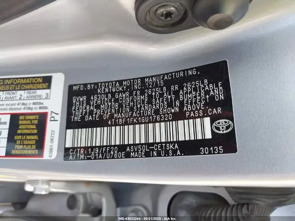 4T1BF1FK1GU176320 2016 TOYOTA CAMRY - Image 8
