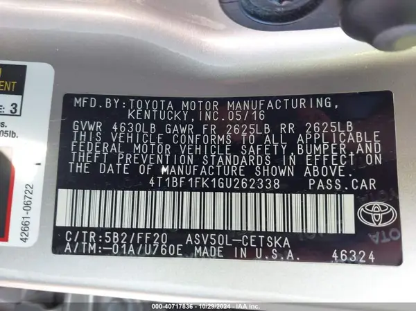 4T1BF1FK1GU262338 2016 TOYOTA CAMRY - Image 8