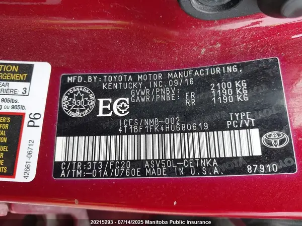 4T1BF1FK4HU680619 2017 TOYOTA CAMRY - Image 8