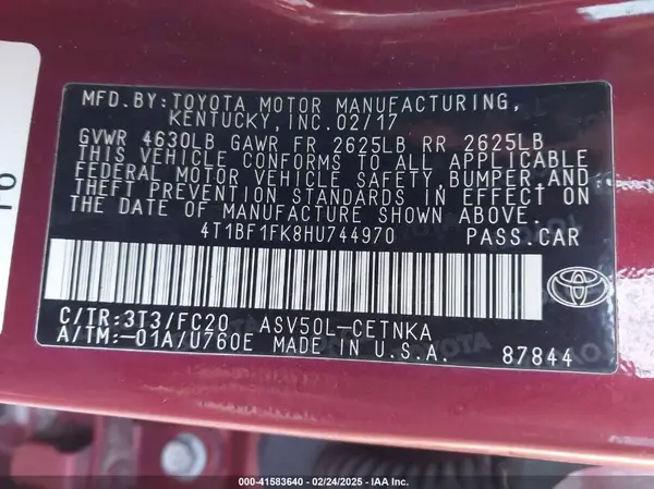 4T1BF1FK8HU744970 2017 TOYOTA CAMRY - Image 8