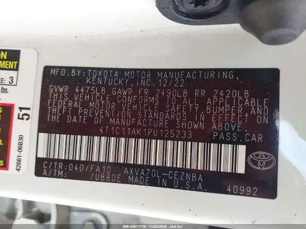 4T1C11AK1PU125233 2023 TOYOTA CAMRY - Image 8