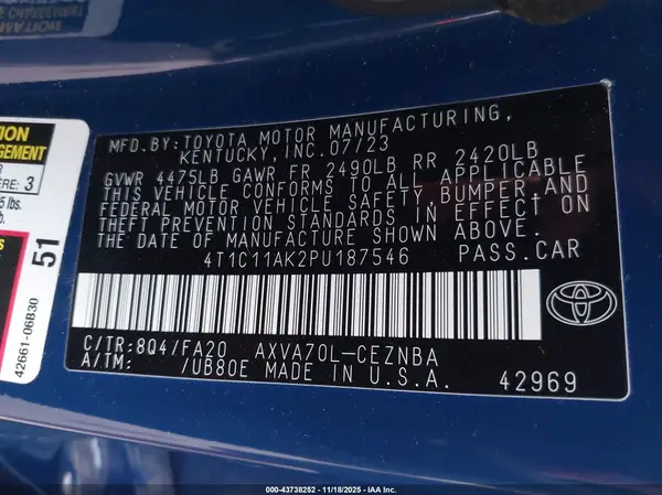 4T1C11AK2PU187546 2023 TOYOTA CAMRY - Image 8