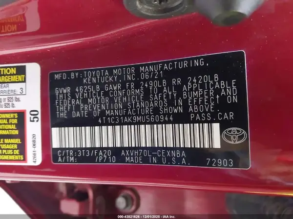 4T1C31AK9MU560944 2021 TOYOTA CAMRY - Image 8