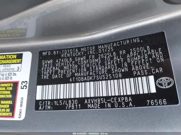 4T1DBADK7SU525108 2025 TOYOTA CAMRY - Image 8